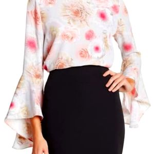 Catherine Malandrino NWT pastel floral top with statement sleeves. Small